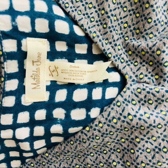 Matilda Jane grey green Slate Kate dot pink tie stretchy midi dress small - Picture 8 of 9